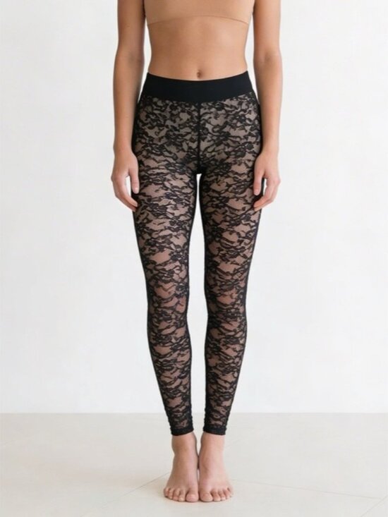Divided Pants - H&M Black Lace Sheer Leggings Size S